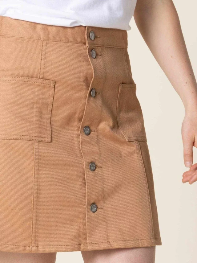 1083 - JUPE TRAPEZE 292H POCHES PLAQUEES denimoriginal marron argile