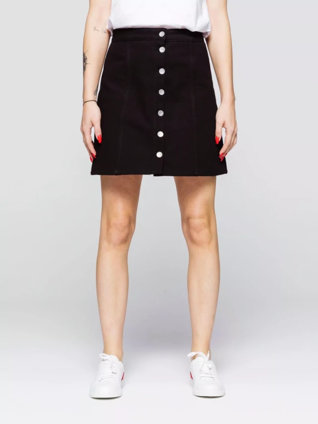 1083 - JUPE JEANS NOIR 292H taille haute coton bio denimoriginal