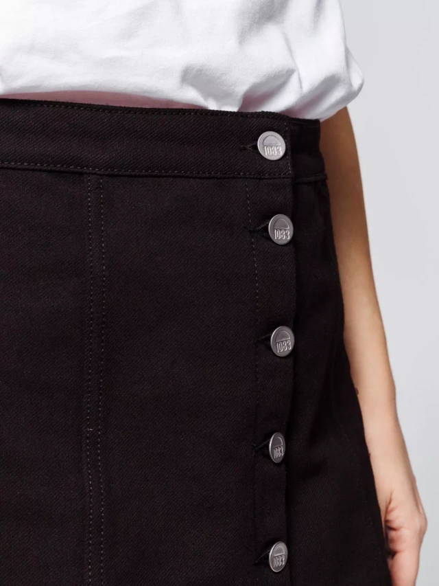 1083 - JUPE JEANS NOIR 292H taille haute coton bio denimoriginal