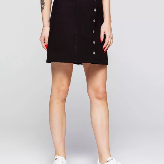 1083 - JUPE JEANS NOIR 292H taille haute coton bio denimoriginal