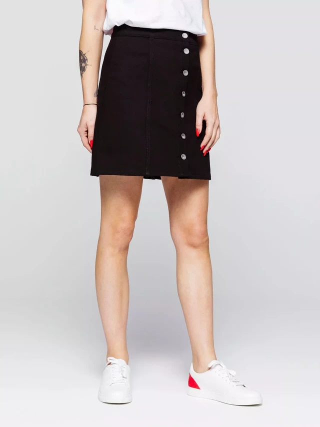 1083 - JUPE JEANS NOIR 292H taille haute coton bio denimoriginal