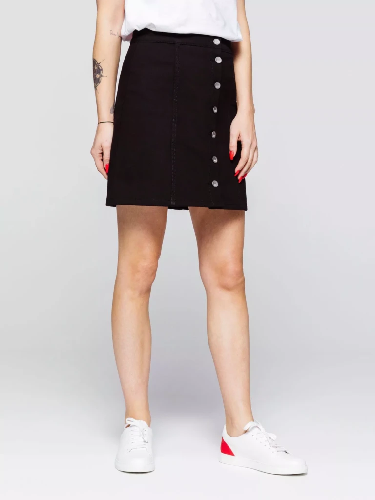 1083 - JUPE JEANS NOIR 292H taille haute coton bio denimoriginal