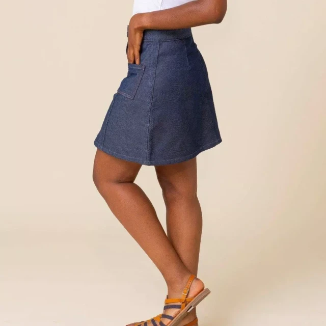 1083 - JUPE TRAPEZE 292H POCHES PLAQUEES denimoriginal bleu