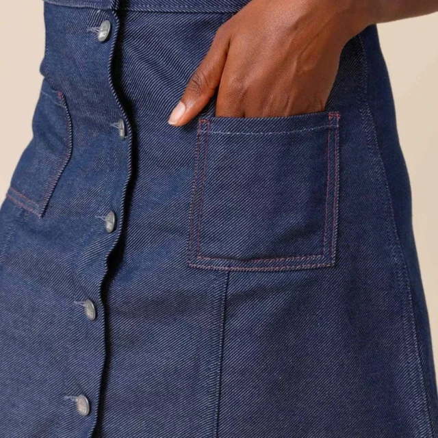 1083 - JUPE TRAPEZE 292H POCHES PLAQUEES denimoriginal bleu