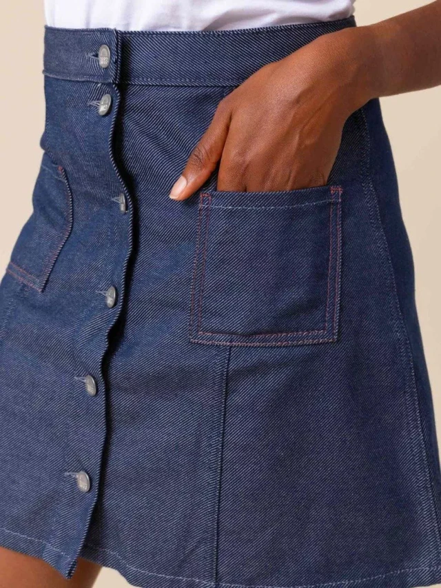 1083 - JUPE TRAPEZE 292H POCHES PLAQUEES denimoriginal bleu