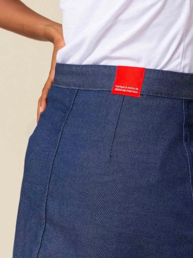 1083 - JUPE TRAPEZE 292H POCHES PLAQUEES denimoriginal bleu