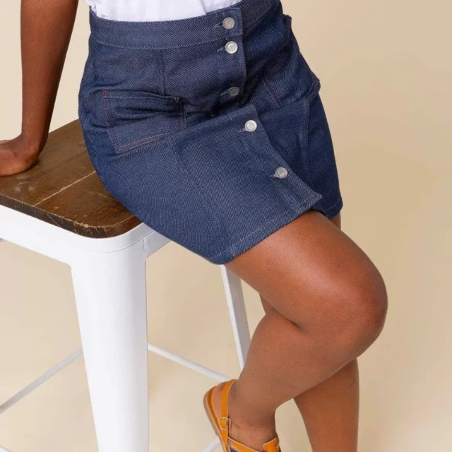 1083 - JUPE TRAPEZE 292H POCHES PLAQUEES denimoriginal bleu