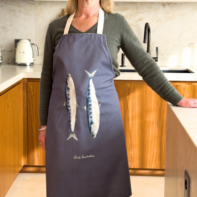 varek.illustrations - Tablier Gris Pragues 100% coton : Les Sardines