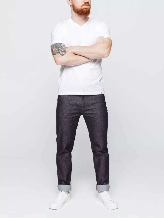 1083 - T-SHIRT COL V 301 UNI coton bio blanc Homme