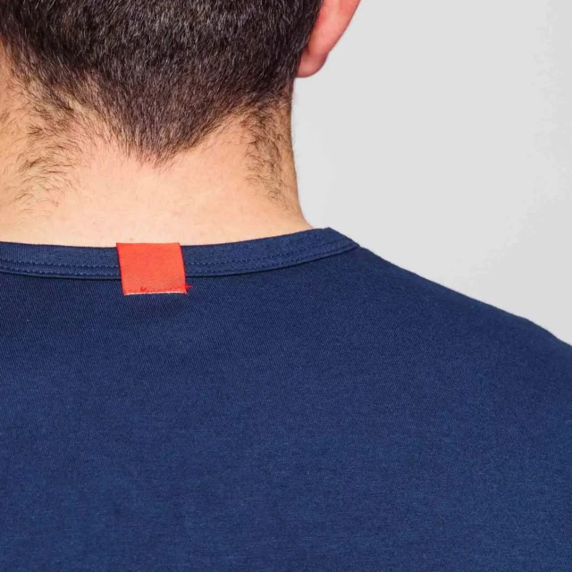 1083 - T-SHIRT COL V 301 UNI coton bio bleu marine Homme