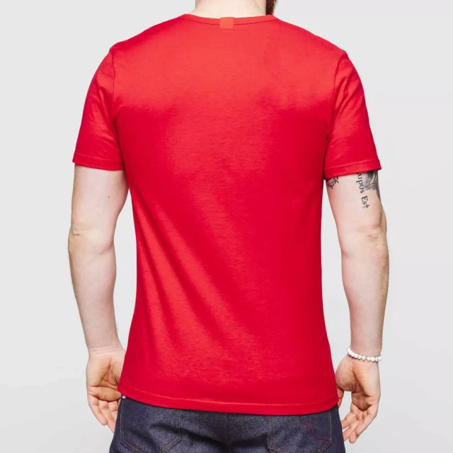 1083 - T-SHIRT COL V 301 UNI coton bio rouge Homme