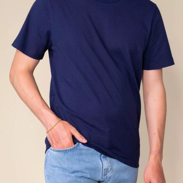 1083 - T-SHIRT DROIT 304 UNI coton bio bleu marine Homme