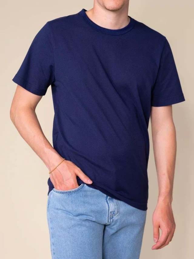 1083 - T-SHIRT DROIT 304 UNI coton bio bleu marine Homme