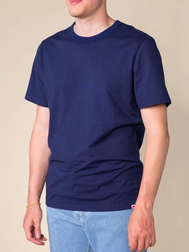 1083 - T-SHIRT DROIT 304 UNI coton bio bleu marine Homme