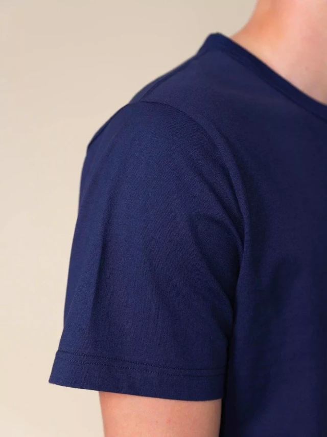 1083 - T-SHIRT DROIT 304 UNI coton bio bleu marine Homme