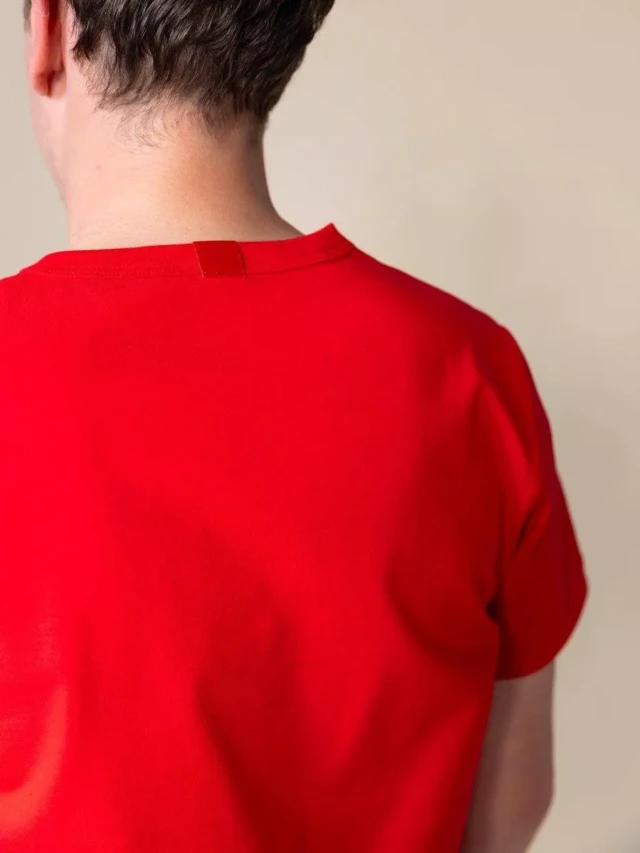 1083 - T-SHIRT DROIT 304 UNI coton bio rouge Homme