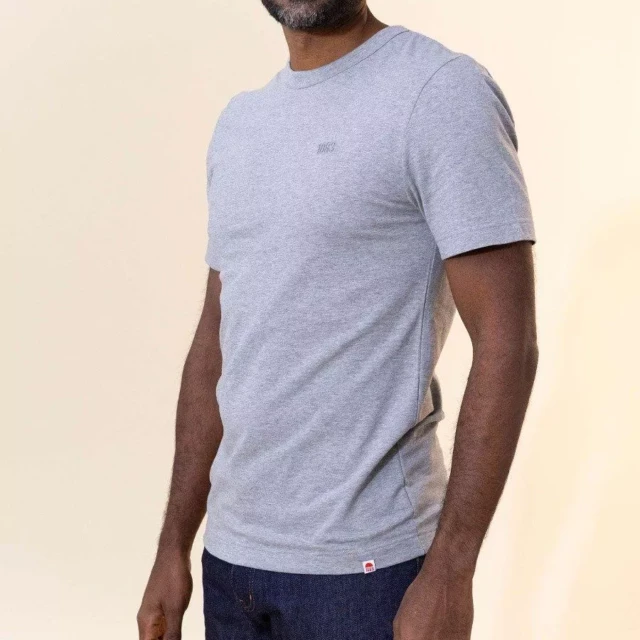 1083 - T-SHIRT DROIT BRODE 304 UNI coton bio gris chiné Homme