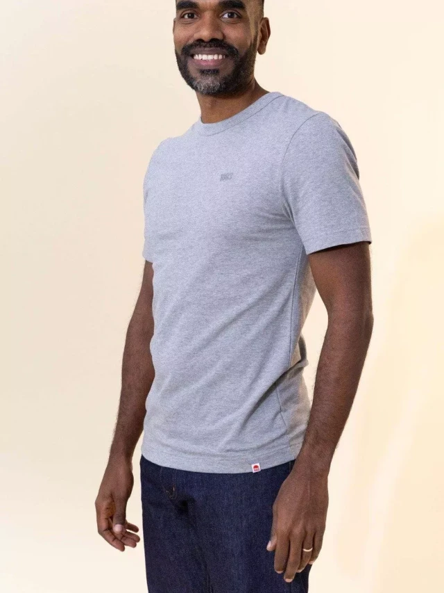 1083 - T-SHIRT DROIT BRODE 304 UNI coton bio gris chiné Homme