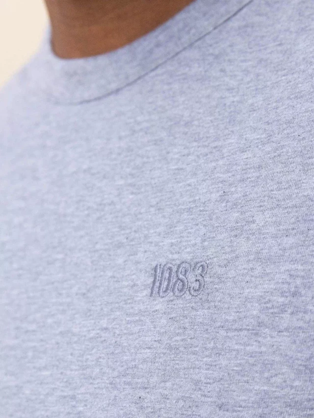 1083 - T-SHIRT DROIT BRODE 304 UNI coton bio gris chiné Homme