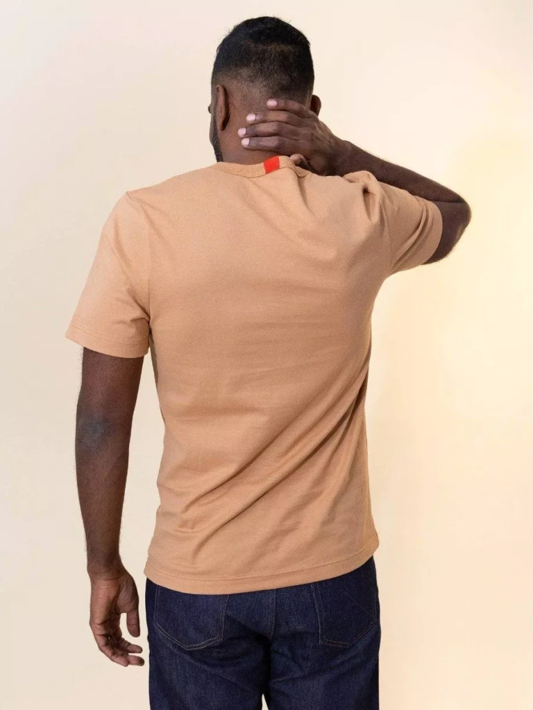 1083 - T-SHIRT DROIT BRODE 304 UNI coton bio marron argile Homme