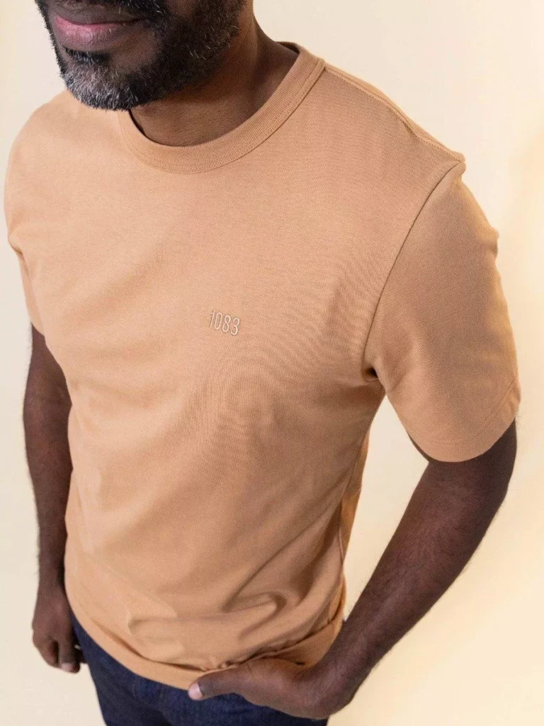 1083 - T-SHIRT DROIT BRODE 304 UNI coton bio marron argile Homme
