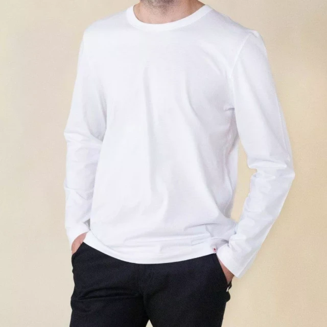 1083 - T-SHIRT MANCHES LONGUES DROIT 305 UNI coton bio blanc Homme