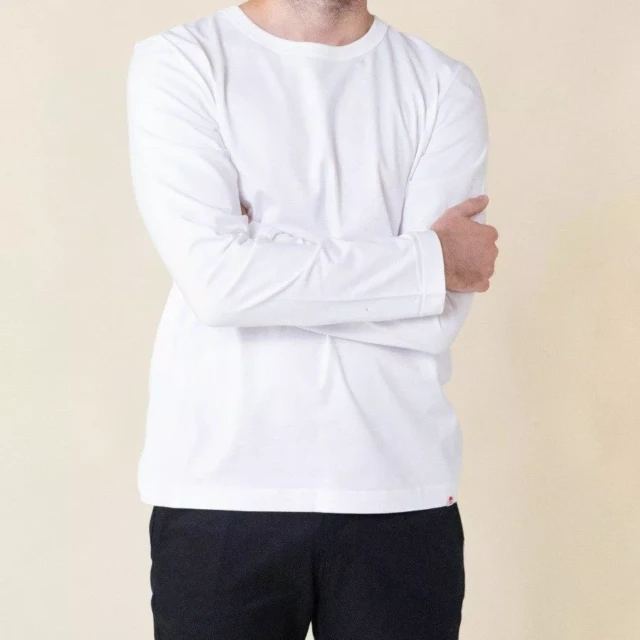 1083 - T-SHIRT MANCHES LONGUES DROIT 305 UNI coton bio blanc Homme