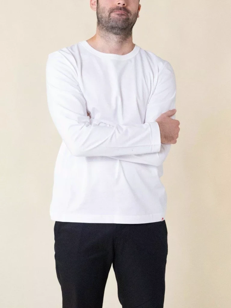 1083 - T-SHIRT MANCHES LONGUES DROIT 305 UNI coton bio blanc Homme