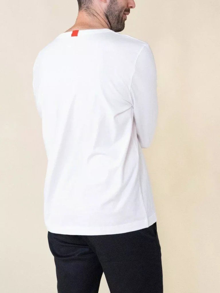 1083 - T-SHIRT MANCHES LONGUES DROIT 305 UNI coton bio blanc Homme