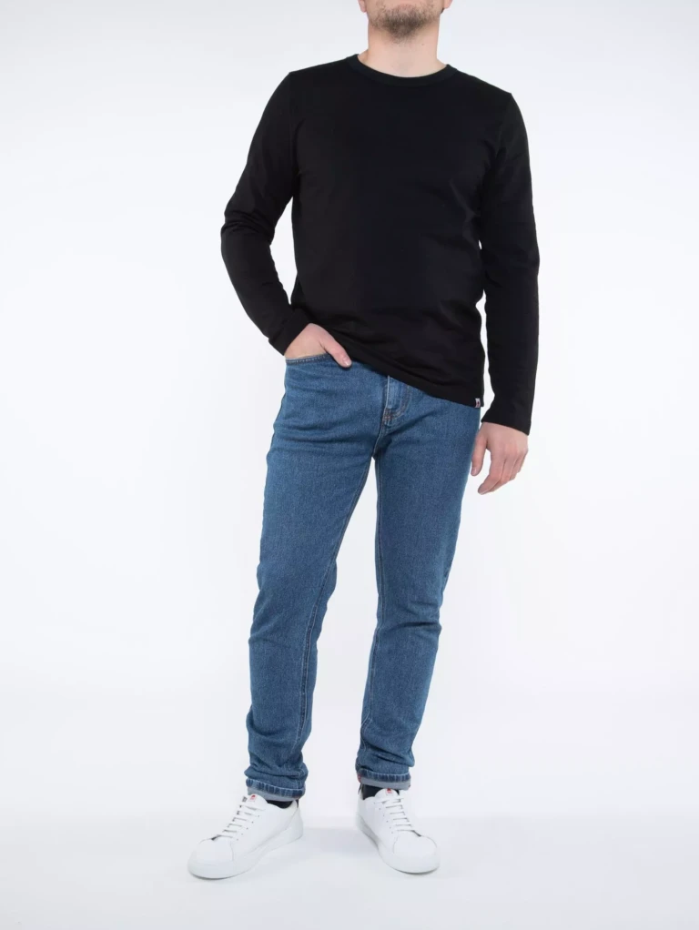 1083 - T-SHIRT MANCHES LONGUES DROIT 305 UNI coton bio noir Homme