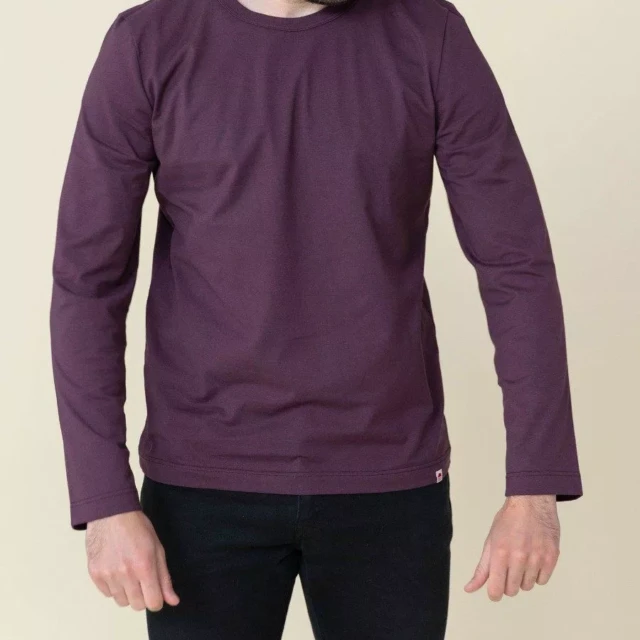 1083 - T-SHIRT MANCHES LONGUES DROIT 305 UNI coton bio prune Homme