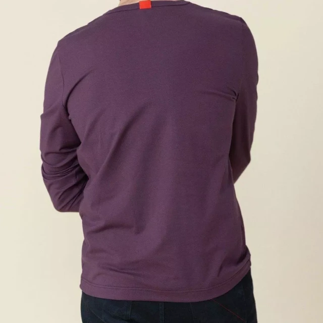 1083 - T-SHIRT MANCHES LONGUES DROIT 305 UNI coton bio prune Homme