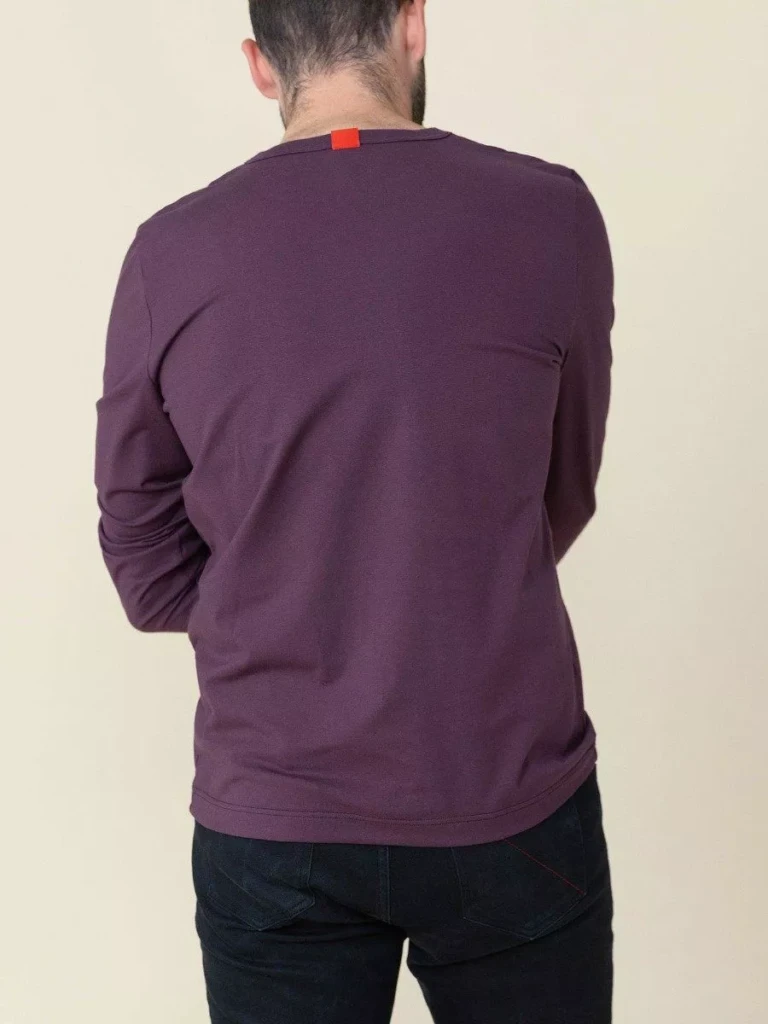 1083 - T-SHIRT MANCHES LONGUES DROIT 305 UNI coton bio prune Homme