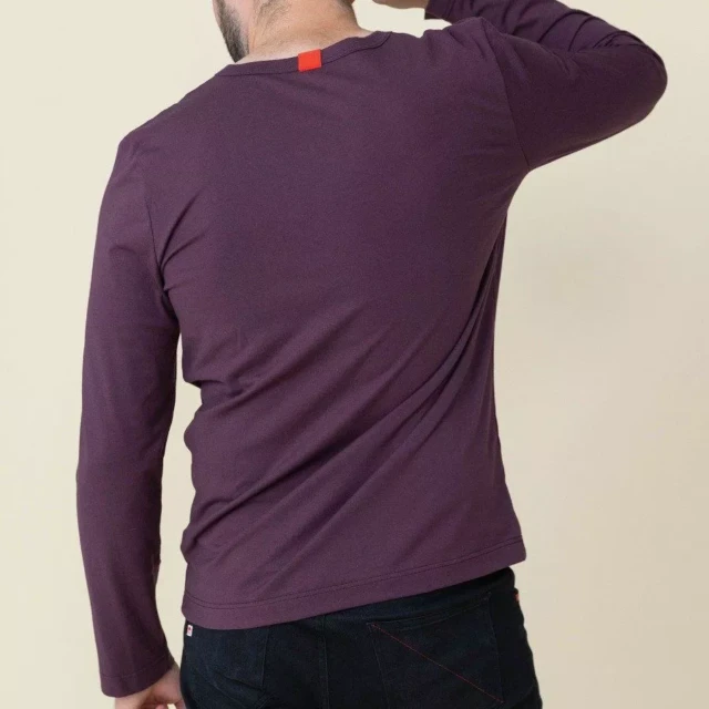 1083 - T-SHIRT MANCHES LONGUES DROIT 305 UNI coton bio prune Homme