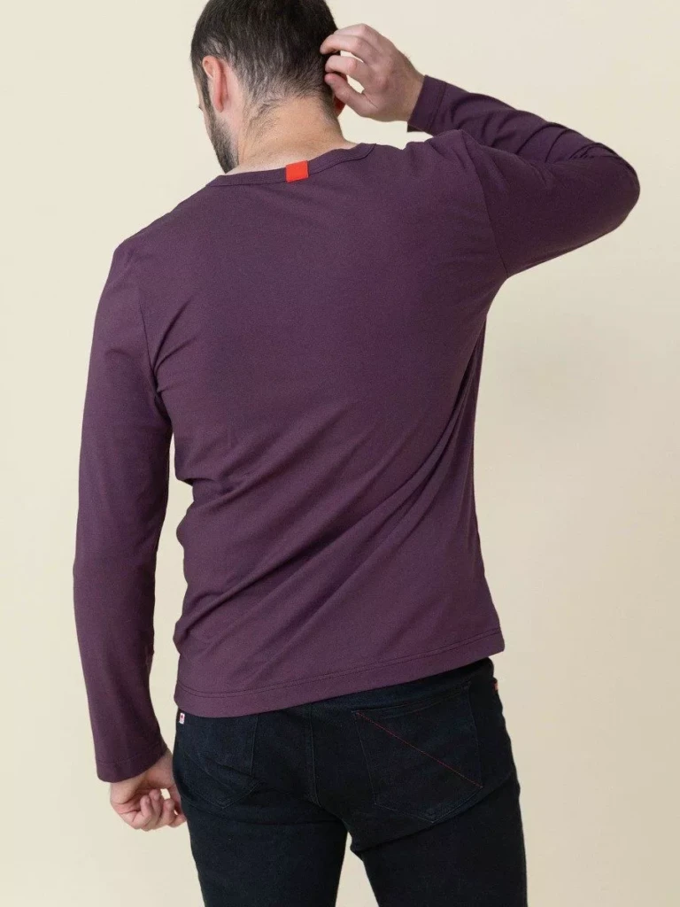 1083 - T-SHIRT MANCHES LONGUES DROIT 305 UNI coton bio prune Homme