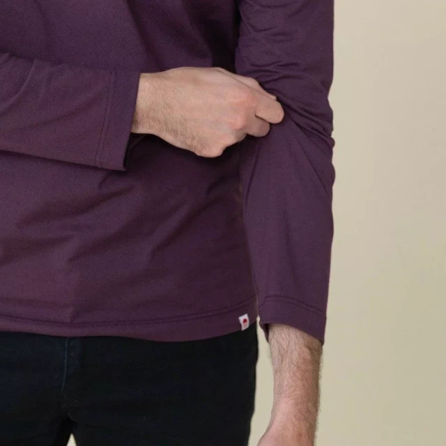 1083 - T-SHIRT MANCHES LONGUES DROIT 305 UNI coton bio prune Homme