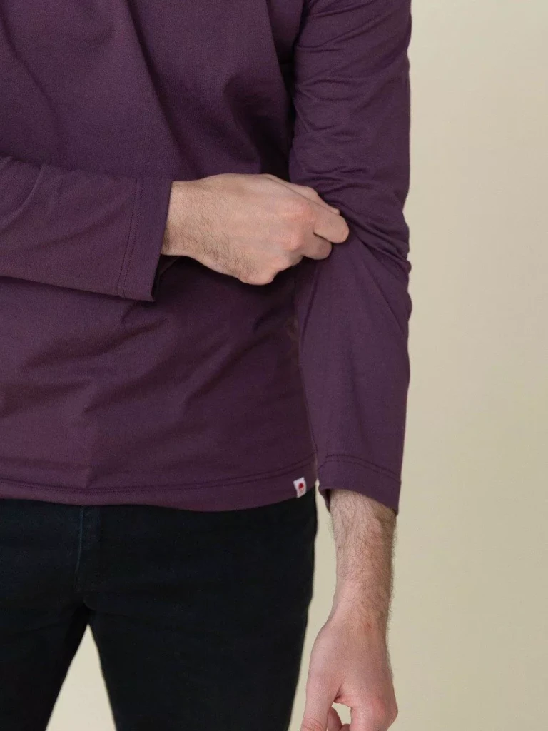 1083 - T-SHIRT MANCHES LONGUES DROIT 305 UNI coton bio prune Homme