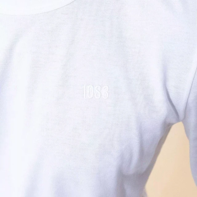 1083 - T-SHIRT BRODE MANCHES LONGUES DROIT 305 UNI coton bio blanc Homme