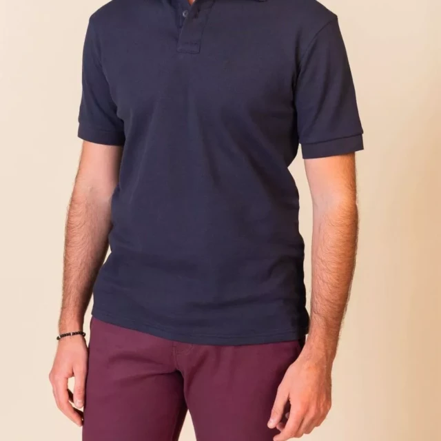1083 - POLO MANCHES COURTES 310 UNI coton bio bleu marine Homme