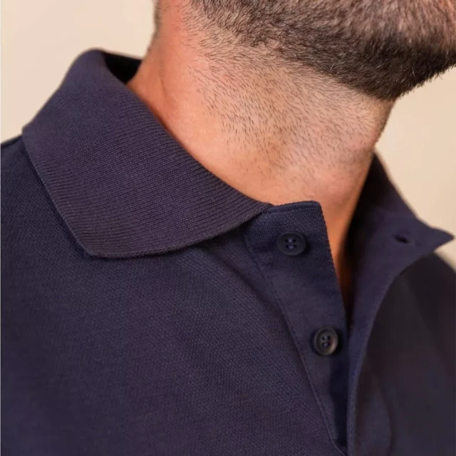 1083 - POLO MANCHES COURTES 310 UNI coton bio bleu marine Homme