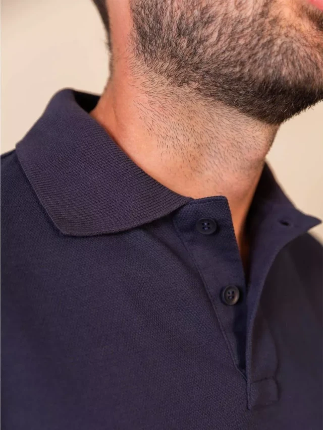1083 - POLO MANCHES COURTES 310 UNI coton bio bleu marine Homme