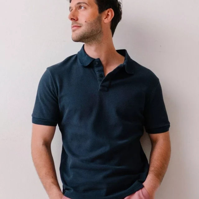 1083 - POLO MANCHES COURTES 310 UNI coton bio bleu marine Homme