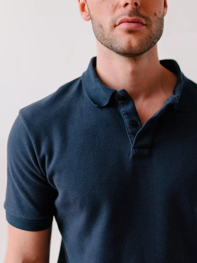 1083 - POLO MANCHES COURTES 310 UNI coton bio bleu marine Homme