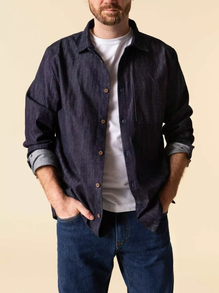1083 - CHEMISE DENIM INDIGO 370 coton bio homme
