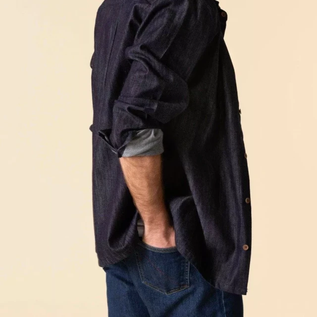 1083 - CHEMISE DENIM INDIGO 370  coton bio homme