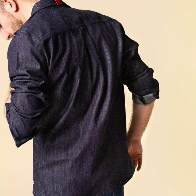 1083 - CHEMISE DENIM INDIGO 370  coton bio homme