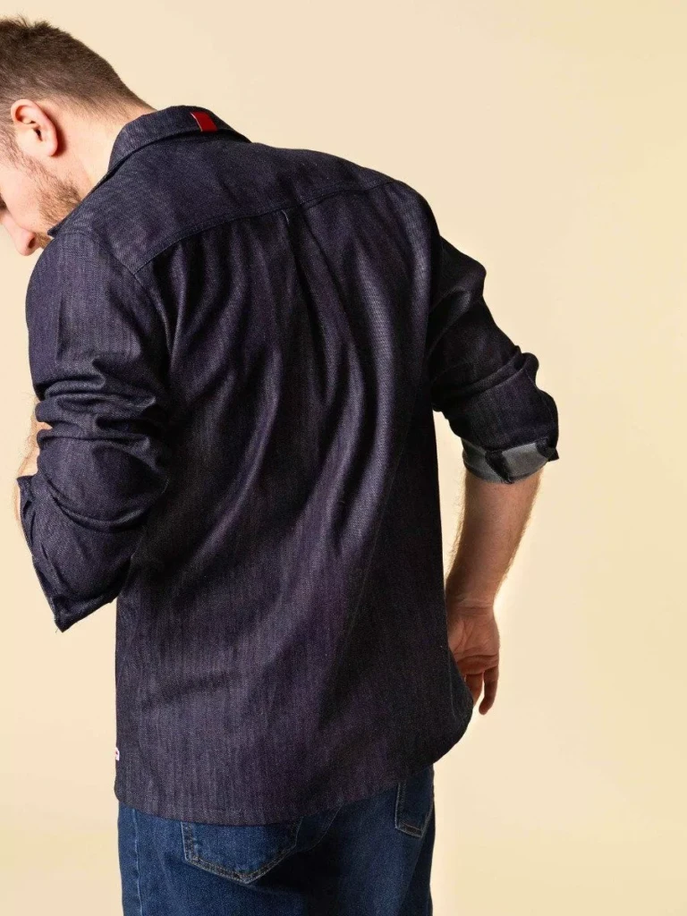 1083 - CHEMISE DENIM INDIGO 370 coton bio homme
