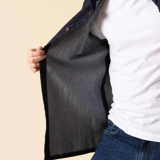 1083 - CHEMISE DENIM INDIGO 370  coton bio homme