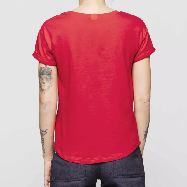 1083 - T-SHIRT COL ROND 403 UNI coton bio rouge Femme