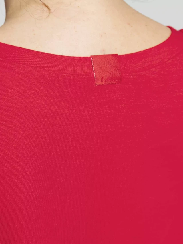 1083 - T-SHIRT COL ROND 403 UNI coton bio rouge Femme